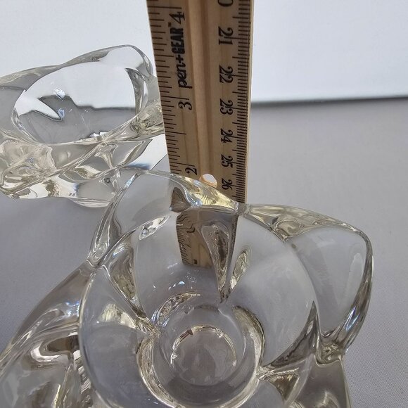 Vtg 1990s Federal Glass Taper Or Votive Candle Holders Set Of 4 Grey Clear Glass - Picture 5 of 7